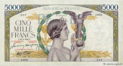 5000 Francs VICTOIRE Impression à plat FRANKREICH  1942 F.46.35 fVZ