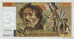 100 Francs DELACROIX Petit numéro FRANCE  1978 F.68.01A1 UNC-