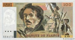 100 Francs DELACROIX modifié Fauté FRANCIA  1984 F.69.08b EBC