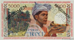 5000 Francs antillaise Spécimen FRENCH GUIANA  1960 P.28s UNC-