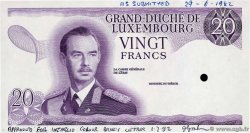 20 Francs Épreuve LUXEMBURGO  1982 P.- (54var) SC+