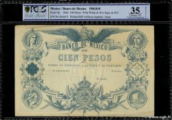 100 Pesos Épreuve MEXICO  1866 P.009p MBC+
