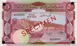 5 Dinars Spécimen DEMOCRATIC REPUBLIC OF YEMEN  1965 P.03as  XF