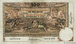 100 Francs BELGIEN  1911 P.071