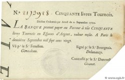 50 Livres Tournois typographié FRANCE  1720 Dor.24 SUP+