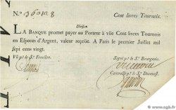 100 Livres Tournois typographié FRANCE  1720 Dor.27 VF+