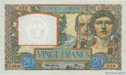 20 Francs TRAVAIL ET SCIENCE FRANCE  1940 F.12.11 SPL
