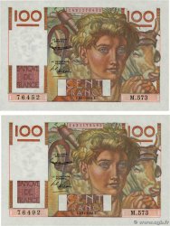 100 Francs JEUNE PAYSAN Lot FRANCE  1953 F.28.40 pr.NEUF
