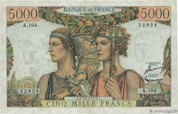 5000 Francs TERRE ET MER FRANKREICH  1952 F.48.07 SS