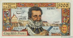 5000 Francs HENRI IV FRANKREICH  1957 F.49.04 fST
