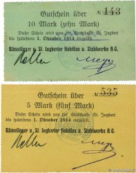 5 et 10 Mark Lot LUXEMBOURG Ingbert 1914 P.- SUP+