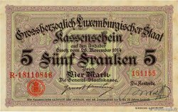 5 Francs /  4 Mark LUXEMBURGO  1914 P.23 EBC
