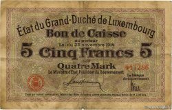 5 Francs /  4 Mark LUXEMBOURG  1914 P.23A pr.TB