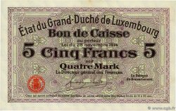 5 Francs /  4 Marks LUXEMBOURG  1914 P.23r SPL