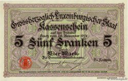 5 Francs /  4 Mark LUXEMBOURG  1914 P.23r UNC