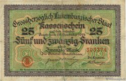 25 Francs /  20 Mark LUSSEMBURGO  1914 P.24 MB