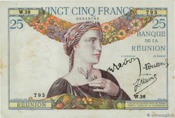 25 Francs REUNION ISLAND  1944 P.23 VF+