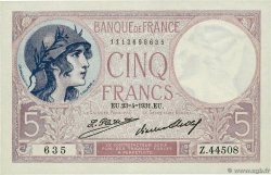 5 Francs FEMME CASQUÉE FRANCE  1931 F.03.15 AU