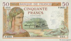 50 Francs CÉRÈS modifié FRANKREICH  1938 F.18.18