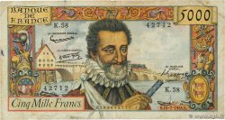 5000 Francs HENRI IV FRANCE  1958 F.49.07 B+