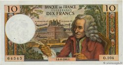 10 Francs VOLTAIRE FRANCE  1964 F.62.10 VF+