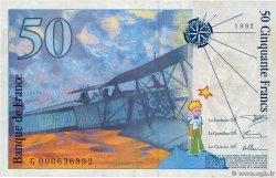 50 Francs SAINT-EXUPÉRY FRANKREICH  1992 F.72.01aG fVZ