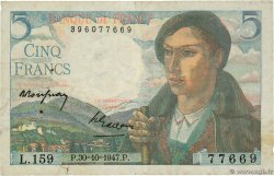 5 Francs BERGER Grand numéro FRANCIA  1947 F.05.07a BC+