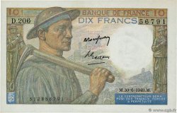 10 Francs MINEUR Grand numéro FRANKREICH  1949 F.08.22a VZ+
