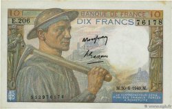 10 Francs MINEUR Grand numéro FRANKREICH  1949 F.08.22a fVZ