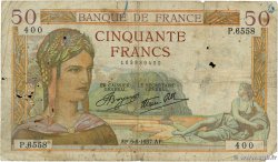 50 Francs CÉRÈS modifié Petit numéro FRANCE  1937 F.18.01 P
