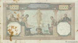 1000 Francs CÉRÈS ET MERCURE Petit numéro FRANCE  1927 F.37.01 B+