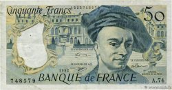 50 Francs QUENTIN DE LA TOUR Grand numéro FRANCE  1992 F.67.19a TB+