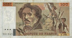 100 Francs DELACROIX 442-1 & 442-2 Grand numéro FRANCE  1995 F.69ter.02d F+