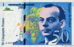 50 Francs SAINT-EXUPÉRY Petit numéro FRANKREICH  1992 F.72.01aA1 fST+