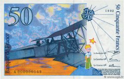 50 Francs SAINT-EXUPÉRY Petit numéro FRANCE  1992 F.72.01aA1 UNC-