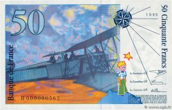 50 Francs SAINT-EXUPÉRY Petit numéro FRANCE  1992 F.72.01aH UNC-