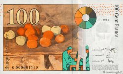 100 Francs CÉZANNE Petit numéro FRANCIA  1997 F.74.01 EBC