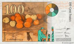 100 Francs CÉZANNE Petit numéro FRANCE  1997 F.74.01 TTB+