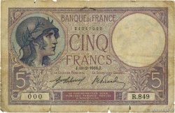 5 Francs FEMME CASQUÉE Numéro spécial FRANKREICH  1918 F.03.02 SGE