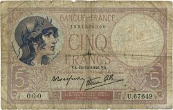 5 Francs FEMME CASQUÉE modifié Numéro spécial FRANCE  1940 F.04.17 AB