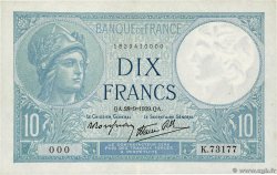 10 Francs MINERVE modifié Numéro spécial FRANCE  1939 F.07.09 XF+