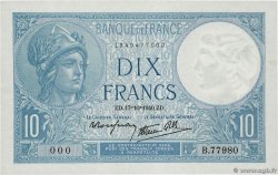10 Francs MINERVE modifié Numéro spécial FRANCE  1940 F.07.17 UNC-