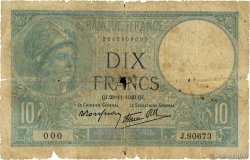 10 Francs MINERVE modifié Numéro spécial FRANCIA  1940 F.07.22 q.B