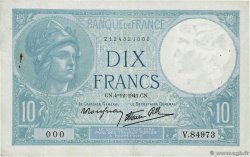 10 Francs MINERVE modifié Numéro spécial FRANCE  1941 F.07.30 F