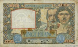 20 Francs TRAVAIL ET SCIENCE Numéro spécial FRANCE  1941 F.12.14 F
