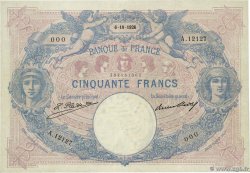 50 Francs BLEU ET ROSE Numéro spécial FRANKREICH  1926 F.14.39 fVZ