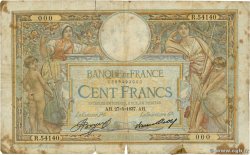 100 Francs LUC OLIVIER MERSON grands cartouches Numéro spécial FRANCIA  1937 F.24.16 q.B