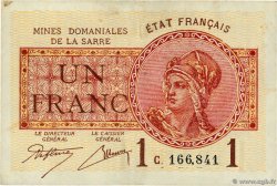 1 Franc MINES DOMANIALES DE LA SARRE FRANKREICH  1920 VF.51.03 SS
