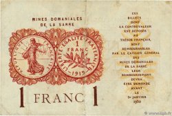 1 Franc MINES DOMANIALES DE LA SARRE FRANKREICH  1920 VF.51.03 SS