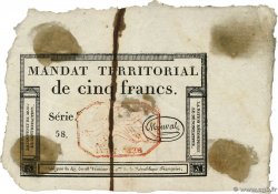 5 Francs Monval cachet rouge FRANCIA  1796 Ass.63c MBC